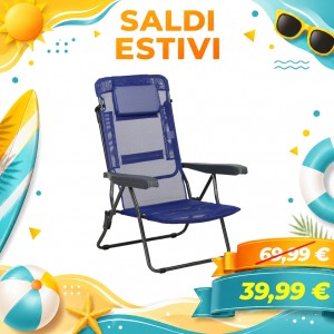 Sdraio in Textilene MARINA con Braccioli e Cuscino (Blu)