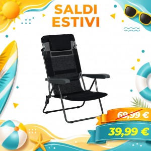 Sdraio in Textilene MARINA con Braccioli e Cuscino (Nero Vintage)