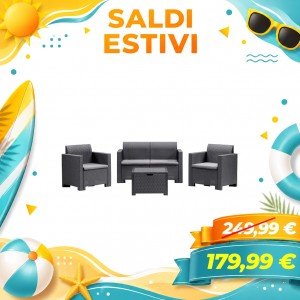 Bica Set Nebraska Salottino 4 Posti da Giardino, 281 x 155 x 79 cm (Antracite)