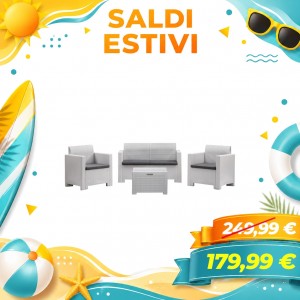 Bica Set Nebraska Salottino 4 Posti da Giardino, 281 x 155 x 79 cm (Bianco)