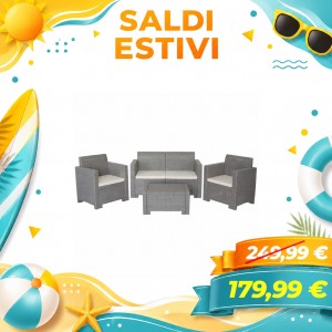Bica Set Nebraska Salottino 4 Posti da Giardino, 281 x 155 x 79 cm (Tortora)