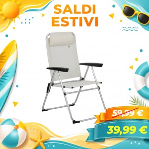 Spiaggina Alta in Alluminio e Textilene, Regolabile - RIVA (Beige)