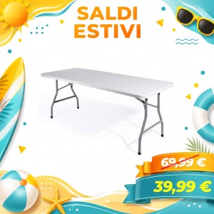 Tavolo Valigetta KATIA Salvaspazio da giardino pieghevole per PIC-Nic Campeggio Buffet Catering (180x75x74 cm)