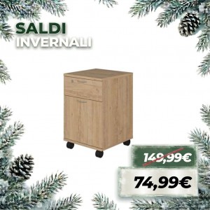 Cassettiera ufficio TOKYO per Scrivania con Anta e Cassetto (Naturale)