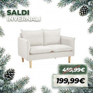 Divano 2 Posti DARIO in Tessuto Imbottito (Beige)