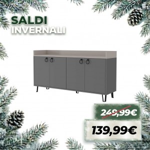 Madia ATENA in Legno con quattro ante con ripiani interni (Antracite/Tortora)