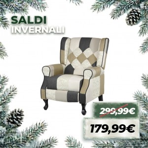 Poltrona Relax Reclinabile Patchwork con Poggiapiedi Imbottita (Patchwork Elegant, Comfort)