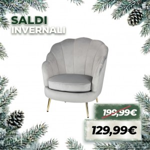 Poltroncina MASCA in Velluto imbottita con Gambe in Ferro (Grigio)