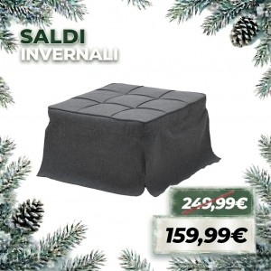 Pouf Letto BARNEY Singolo pieghevole in Tessuto con Cuscino (Grigio Scuro)
