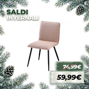 Sedia in Tessuto BOUCLÈ imbottita con Struttura in Metallo verniciato (Grigio)