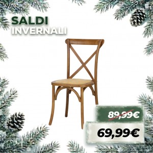 Sedia In Legno Cross Impilabile, Seduta Intreccio Rattan (Marrone Chiaro)