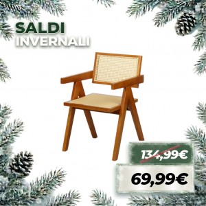 Sedia in legno DALY con seduta e schienale in paglia (Noce)