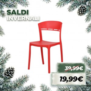 Sedia DELTA in Polipropilene in fibra di Vetro Moderne Design Impilabile (Rosso)