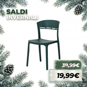 Sedia DELTA in Polipropilene in fibra di Vetro Moderne Design Impilabile (Verde Scuro)