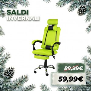 Sedia Ufficio BETA Gaming Ergonomica Reclinabile Girevole con cuscini e poggiapiedi con rotelle e poggiatesta (Verde)