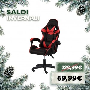 Sedia GAMING Ergonomica Reclinabile Girevole con cuscini in similpelle (Rosso)