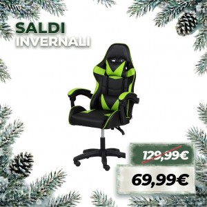 Sedia GAMING Ergonomica Reclinabile Girevole con cuscini in similpelle (Verde)