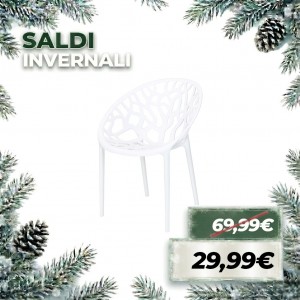Sedia Poltroncina JUNGLE in Polipropilene Moderna Design Impilabile (Bianco)
