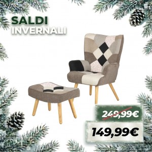 Poltrona con Sgabello SET SIESTA Design Patchwork Multicolore (Patchwork Elegant)