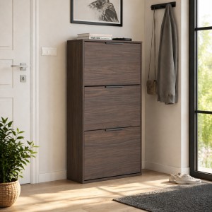 Vista ambientata Scarpiera salvaspazio colore Noce Vanguard con doppio profondità Totò Piccinni