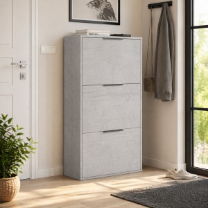 Vista ambientata Scarpiera salvaspazio colore Grigio Cemento con doppio profondità Totò Piccinni