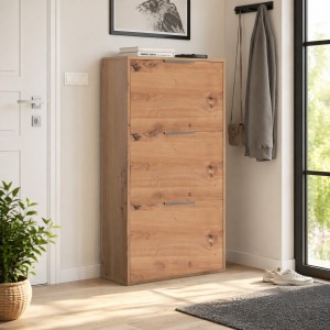 Vista ambientata Scarpiera salvaspazio colore Rovere Artisan con doppio profondità Totò Piccinni