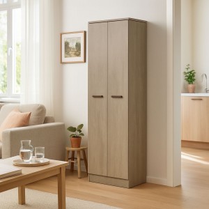 Vista ambientata Mobile Portascope in legno colore Argilla con 2 ante e vani laterali modello Gabriella Totò Piccinni