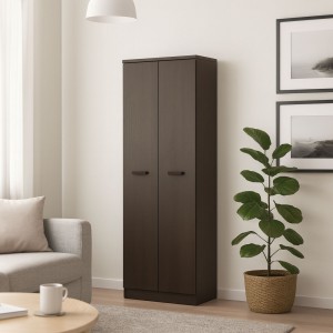 Vista ambientata Scarpiera in Legno colore Fango con ripiani e 2 ante modello Gabriella Totò Piccinni