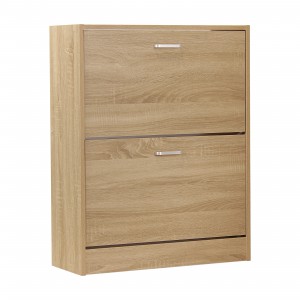 Scarpiera in legno colore Rovere con 2 ante a ribalta con doppio scompartimento Totò Piccinni