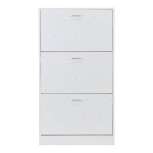 Scarpiera Salvaspazio in legno colore Rovere Sbiancato 3 ante con doppio scompartimento Totò Piccinni