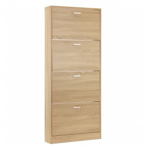 Scarpiera in legno colore Rovere con 4 ante a ribalta modello Slim Totò Piccinni