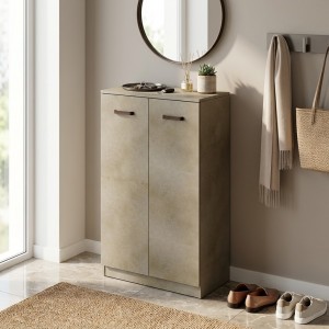 Vista ambientata Scarpiera in Legno colore Argilla con ripiani e 2 ante modello Gabriella Totò Piccinni