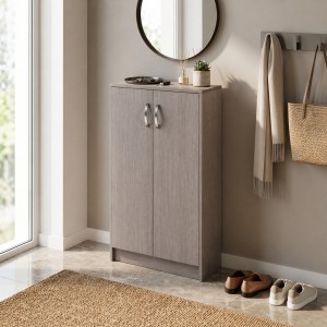 Vista ambientata Scarpiera in Legno colore Olmo con ripiani e 2 ante modello Gabriella Totò Piccinni