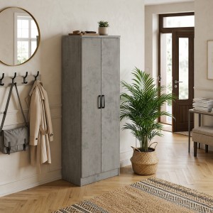 Vista ambientata Scarpiera in Legno colore Cemento con ripiani e 2 ante modello Gabriella Totò Piccinni