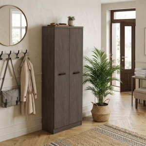 Vista ambientata Scarpiera in Legno colore Fango con ripiani e 2 ante modello Gabriella Totò Piccinni