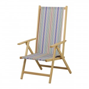 Sedia sdraio colore "Blu/Grigio/Marrone" con struttura in legno e tela richiudibile modello Positano Totò Piccinni