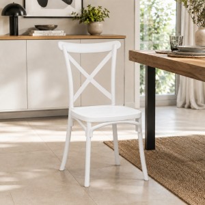 Vista ambientata Sedia in Polipropilene colore Bianco design impilabile modello Cross Totò Piccinni