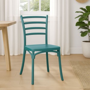 Vista ambientata Sedia in Polipropilene colore Petrolio design impilabile modello Borgo Totò Piccinni