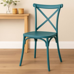 Vista ambientata Sedia in Polipropilene colore Petrolio design impilabile modello Cross Totò Piccinni