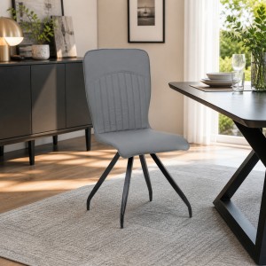 Vista ambientata Sedia in Similpelle colore Grigio con gambe in metallo modello Minerva Totò Piccinni