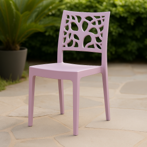 Vista ambientata Sedie In polipropilene colore Rosa Pastello design impilabili made in italy modello Teti Totò Piccinni