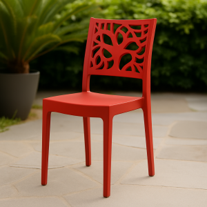 Vista ambientata Sedie In polipropilene colore Rosso design impilabili made in italy modello Teti Totò Piccinni