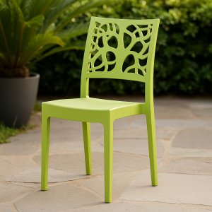 Vista ambientata Sedie In polipropilene colore Verde Anice design impilabili made in italy modello Teti Totò Piccinni