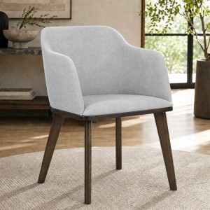 Vista ambientata Poltroncina in tessuto imbottita colore Grigio con gambe in legno modello Tevere Totò Piccinni
