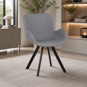 Vista ambientata Poltroncina in Similpelle imbottita colore Grigio con gambe in metallo  modello Giove Totò Piccinni