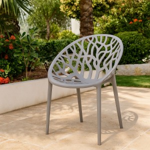 Vista ambientata Sedia poltroncina in polipropilene colore Grigio moderna design impilabile modello Jungle Totò Piccinni