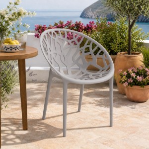 Vista ambientata Sedia poltroncina in polipropilene colore Grigio moderna design impilabile modello Jungle Totò Piccinni