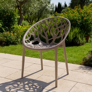 Vista ambientata Sedia poltroncina in polipropilene colore Tortora moderna design impilabile modello Jungle Totò Piccinni