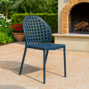 Vista ambientata Sedia in Polipropilene colore Petrolio senza braccioli modello Rieti Totò Piccinni