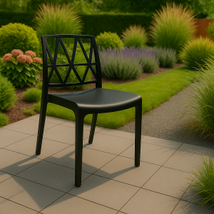 Vista ambientata Sedia in Polipropilene Antracite design impilabile made in italy modello Bridge Totò Piccinni 